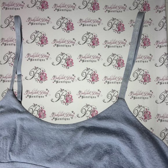 2 sports bras lounge blue and rusty pink shimmer metallic straps super soft - Picture 3 of 4